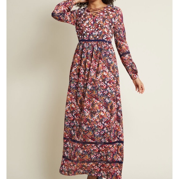 Modcloth floral maxi dress Clearance